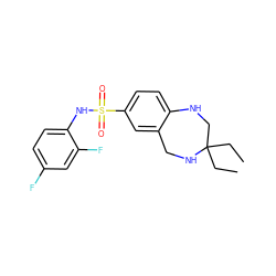 CCC1(CC)CNc2ccc(S(=O)(=O)Nc3ccc(F)cc3F)cc2CN1 ZINC000096269436