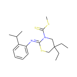 CCC1(CC)CS/C(=N\c2ccccc2C(C)C)N(C(=S)SC)C1 ZINC000028822589