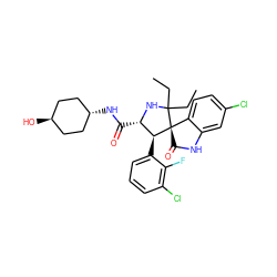 CCC1(CC)N[C@@H](C(=O)N[C@H]2CC[C@H](O)CC2)[C@H](c2cccc(Cl)c2F)[C@]12C(=O)Nc1cc(Cl)ccc12 ZINC000299830634