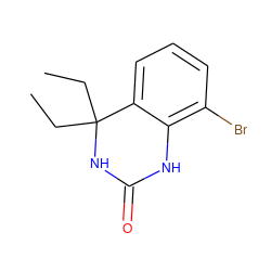 CCC1(CC)NC(=O)Nc2c(Br)cccc21 ZINC000028382045