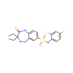 CCC1(CC)NCc2cc(S(=O)(=O)Nc3ccc(F)cc3F)ccc2NC1=O ZINC000096269437