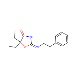 CCC1(CC)O/C(=N/CCc2ccccc2)NC1=O ZINC000028824006