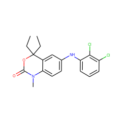 CCC1(CC)OC(=O)N(C)c2ccc(Nc3cccc(Cl)c3Cl)cc21 ZINC000028878659