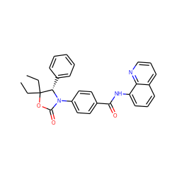 CCC1(CC)OC(=O)N(c2ccc(C(=O)Nc3cccc4cccnc34)cc2)[C@H]1c1ccccc1 ZINC000146979185