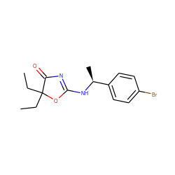 CCC1(CC)OC(N[C@@H](C)c2ccc(Br)cc2)=NC1=O ZINC000028824019