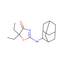 CCC1(CC)OC(NC2C3CC4CC(C3)CC2C4)=NC1=O ZINC000028823994