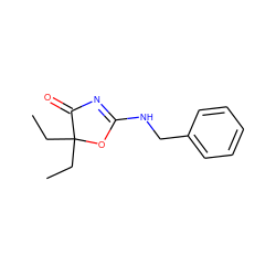 CCC1(CC)OC(NCc2ccccc2)=NC1=O ZINC000028824007