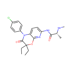 CCC1(CC)Oc2nc(NC(=O)[C@@H](C)NC)ccc2N(c2ccc(Cl)cc2)C1=O ZINC000144453753