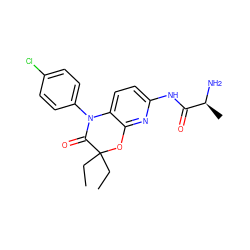 CCC1(CC)Oc2nc(NC(=O)[C@H](C)N)ccc2N(c2ccc(Cl)cc2)C1=O ZINC000143053055