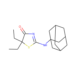 CCC1(CC)SC(NC23CC4CC(CC(C4)C2)C3)=NC1=O ZINC000014978800