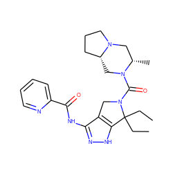 CCC1(CC)c2[nH]nc(NC(=O)c3ccccn3)c2CN1C(=O)N1C[C@@H]2CCCN2C[C@@H]1C ZINC000114181385