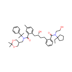 CCC1(N(CCO)C(=O)c2ccccc2CC[C@@H](O)Cc2ccc(C)cc2C(=O)N(CC2COC(C)(C)OC2)C(C)(C)c2ccccc2)CCCC1 ZINC000026718597