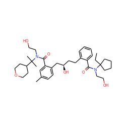 CCC1(N(CCO)C(=O)c2ccccc2CC[C@@H](O)Cc2ccc(C)cc2C(=O)N(CCO)C(C)(C)C2CCOCC2)CCCC1 ZINC000014946675