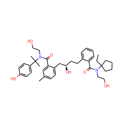 CCC1(N(CCO)C(=O)c2ccccc2CC[C@@H](O)Cc2ccc(C)cc2C(=O)N(CCO)C(C)(C)c2ccc(O)cc2)CCCC1 ZINC000014946679