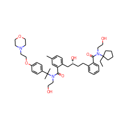 CCC1(N(CCO)C(=O)c2ccccc2CC[C@@H](O)Cc2ccc(C)cc2C(=O)N(CCO)C(C)(C)c2ccc(OCCN3CCOCC3)cc2)CCCC1 ZINC000026673428