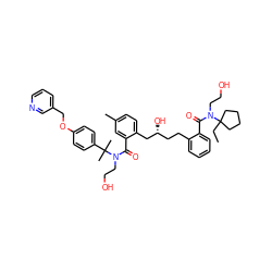 CCC1(N(CCO)C(=O)c2ccccc2CC[C@@H](O)Cc2ccc(C)cc2C(=O)N(CCO)C(C)(C)c2ccc(OCc3cccnc3)cc2)CCCC1 ZINC000026672254