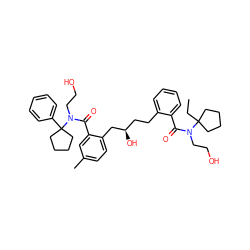 CCC1(N(CCO)C(=O)c2ccccc2CC[C@@H](O)Cc2ccc(C)cc2C(=O)N(CCO)C2(c3ccccc3)CCCC2)CCCC1 ZINC000026672178