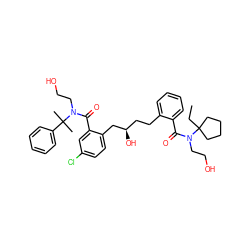 CCC1(N(CCO)C(=O)c2ccccc2CC[C@@H](O)Cc2ccc(Cl)cc2C(=O)N(CCO)C(C)(C)c2ccccc2)CCCC1 ZINC000014944219