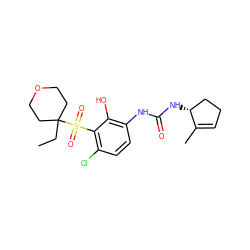 CCC1(S(=O)(=O)c2c(Cl)ccc(NC(=O)N[C@@H]3CCC=C3C)c2O)CCOCC1 ZINC001772630814