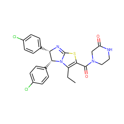 CCC1=C(C(=O)N2CCNC(=O)C2)SC2=N[C@@H](c3ccc(Cl)cc3)[C@@H](c3ccc(Cl)cc3)N21 ZINC000095577732