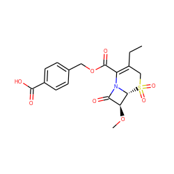 CCC1=C(C(=O)OCc2ccc(C(=O)O)cc2)N2C(=O)[C@H](OC)[C@H]2S(=O)(=O)C1 ZINC000027200535