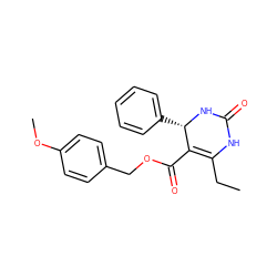 CCC1=C(C(=O)OCc2ccc(OC)cc2)[C@H](c2ccccc2)NC(=O)N1 ZINC000205384092