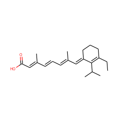 CCC1=C(C(C)C)/C(=C/C(C)=C/C=C/C(C)=C/C(=O)O)CCC1 ZINC000013741828