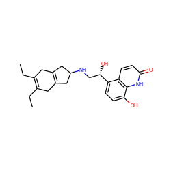 CCC1=C(CC)CC2=C(C1)CC(NC[C@H](O)c1ccc(O)c3[nH]c(=O)ccc13)C2 ZINC000038346233