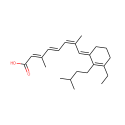 CCC1=C(CCC(C)C)/C(=C/C(C)=C\C=C\C(C)=C\C(=O)O)CCC1 ZINC000473122232