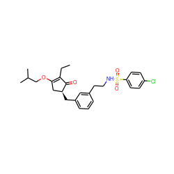 CCC1=C(OCC(C)C)C[C@H](Cc2cccc(CCNS(=O)(=O)c3ccc(Cl)cc3)c2)C1=O ZINC000072117114