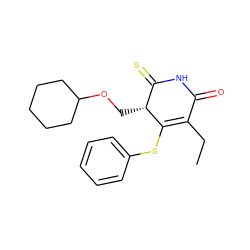 CCC1=C(Sc2ccccc2)[C@H](COC2CCCCC2)C(=S)NC1=O ZINC000102808798