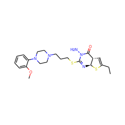 CCC1=C[C@H]2C(=O)N(N)C(SCCCN3CCN(c4ccccc4OC)CC3)=N[C@@H]2S1 ZINC000040412895