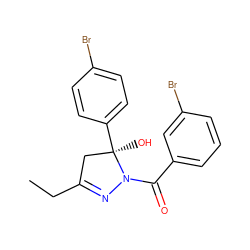 CCC1=NN(C(=O)c2cccc(Br)c2)[C@](O)(c2ccc(Br)cc2)C1 ZINC000006471522