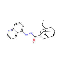 CCC12C[C@@H]3C[C@H](C1)CC(C(=O)NNc1cccc4ncccc14)(C3)C2 ZINC000040952665