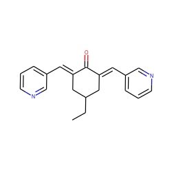 CCC1C/C(=C\c2cccnc2)C(=O)/C(=C/c2cccnc2)C1 ZINC000004565149