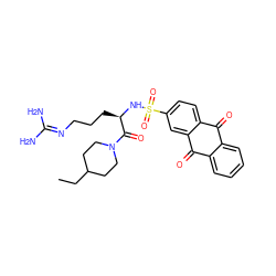 CCC1CCN(C(=O)[C@@H](CCCN=C(N)N)NS(=O)(=O)c2ccc3c(c2)C(=O)c2ccccc2C3=O)CC1 ZINC000027978945