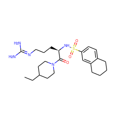 CCC1CCN(C(=O)[C@@H](CCCN=C(N)N)NS(=O)(=O)c2ccc3c(c2)CCCC3)CC1 ZINC000027885347