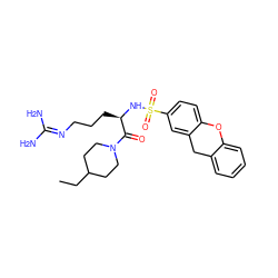 CCC1CCN(C(=O)[C@@H](CCCN=C(N)N)NS(=O)(=O)c2ccc3c(c2)Cc2ccccc2O3)CC1 ZINC000027883493