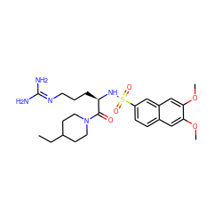 CCC1CCN(C(=O)[C@@H](CCCN=C(N)N)NS(=O)(=O)c2ccc3cc(OC)c(OC)cc3c2)CC1 ZINC000027978358