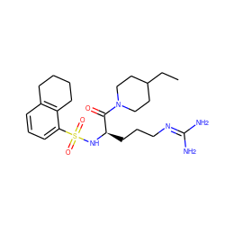 CCC1CCN(C(=O)[C@@H](CCCN=C(N)N)NS(=O)(=O)c2cccc3c2CCCC3)CC1 ZINC000027899747