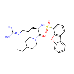 CCC1CCN(C(=O)[C@@H](CCCN=C(N)N)NS(=O)(=O)c2cccc3c2oc2ccccc23)CC1 ZINC000027899995