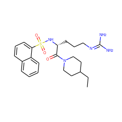 CCC1CCN(C(=O)[C@@H](CCCN=C(N)N)NS(=O)(=O)c2cccc3ccccc23)CC1 ZINC000027977697