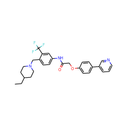 CCC1CCN(Cc2ccc(NC(=O)COc3ccc(-c4cccnc4)cc3)cc2C(F)(F)F)CC1 ZINC000653912902