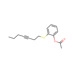 CCCC#CCCSc1ccccc1OC(C)=O ZINC000013782091