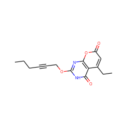 CCCC#CCOc1nc2oc(=O)cc(CC)c2c(=O)[nH]1 ZINC000073221939