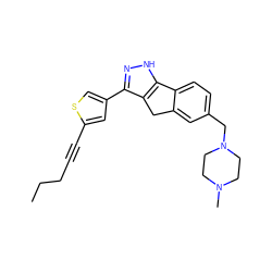 CCCC#Cc1cc(-c2n[nH]c3c2Cc2cc(CN4CCN(C)CC4)ccc2-3)cs1 ZINC000028641577