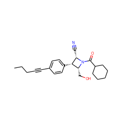 CCCC#Cc1ccc([C@H]2[C@@H](CO)N(C(=O)C3CCCCC3)[C@H]2C#N)cc1 ZINC000095602660