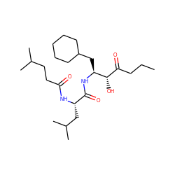 CCCC(=O)[C@H](O)[C@H](CC1CCCCC1)NC(=O)[C@H](CC(C)C)NC(=O)CCC(C)C ZINC000013488662