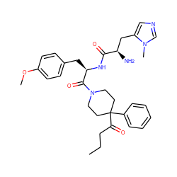 CCCC(=O)C1(c2ccccc2)CCN(C(=O)[C@@H](Cc2ccc(OC)cc2)NC(=O)[C@H](N)Cc2cncn2C)CC1 ZINC000036286088