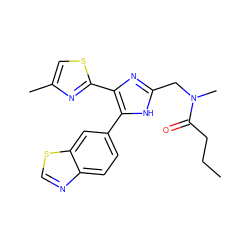 CCCC(=O)N(C)Cc1nc(-c2nc(C)cs2)c(-c2ccc3ncsc3c2)[nH]1 ZINC000095559047